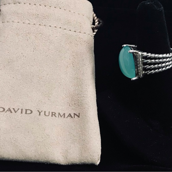 David Yurman Aqua Chalcedony Stone Ring Size 7 - Picture 3 of 4